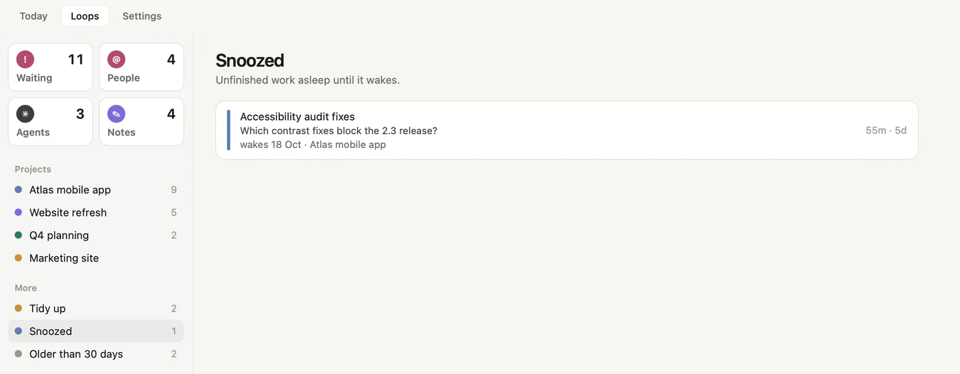 Loops, Snoozed