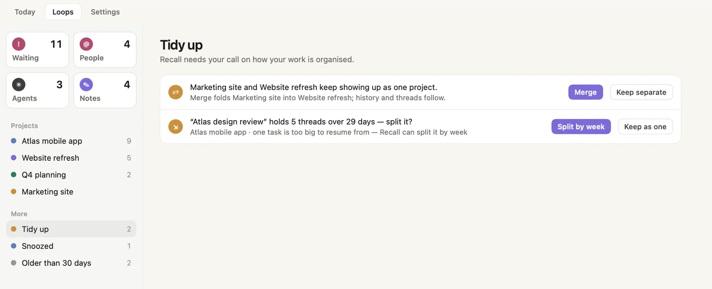 Loops, Tidy up with a merge and a split suggestion