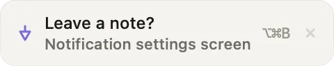 The small Leave a note prompt under the menu bar