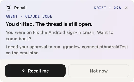 A reminder about a coding agent waiting for approval