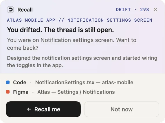 The drift reminder card