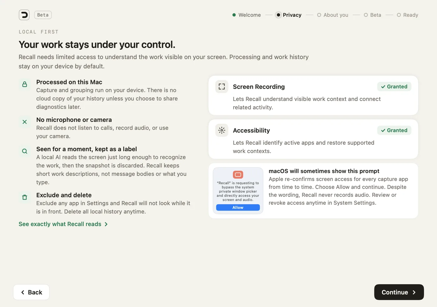 Setup step 2 with both permissions granted