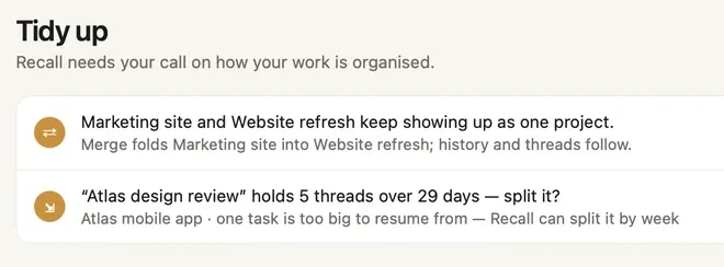 Loops, Tidy up: a suggestion to merge two projects that keep showing up as one, and one to split a long task